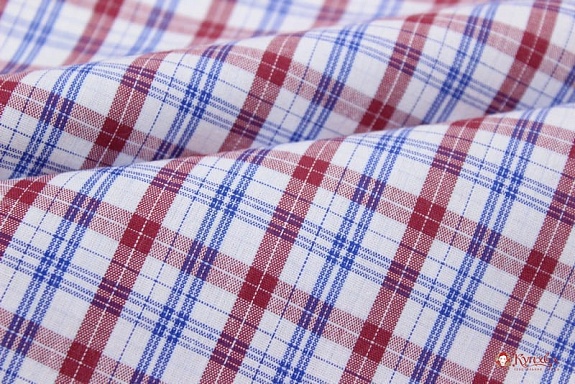 Ткань блузочно-сорочечная "Красно-сине-белая клетка", ВИД2, ш.1.5м, хлопок-100%, 125гр/м.кв