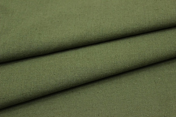 Мерный лоскут (ткань в отрезах) Полулен постельный с эффектом мятости цв.Болотно-зеленый-2, ш.2.15м, лен-30%, хлопок-70%, 155гр/м.кв