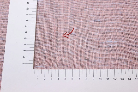 Лен двухслойный - сетка цв.коралловый св.розовый/голубой, СОРТ2, ш.1.6м, лен-100%, 235гр/м.кв