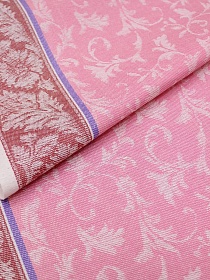 Холст полотенечный жаккардовый "Версаль" цв.бордо/розовый, ш.0.5м, лен-30%, хлопок-70%