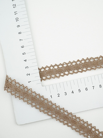 Кружево цв.песочно-коричневый, ш.19мм, хлопок-90%, п/э-10%, рис.047/9