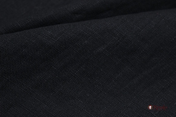 Лен костюмный с эффектом мятости цв.Сигнальный черный, ш.1.45м, лен-100%, 190гр/м.кв
