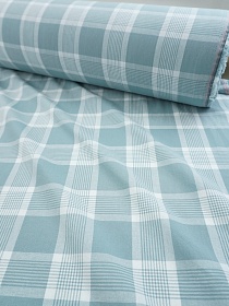 Вареный (стираный) хлопок "Клетка" цв.св.голубой мох/белый, ш.2.5м, хлопок-100%, 110гр/м.кв