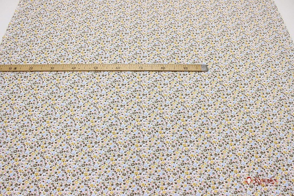 Импорт. хлопок "Мелкая акварель (хаки, желтые цветы)", ш.1.47м, хлопок-100%, 120гр/м.кв