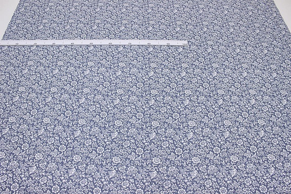 Импорт. хлопок "Чудный сад" цв.серо-голубой джинс, ш.1.6м, хлопок-100%, 105гр/м.кв
