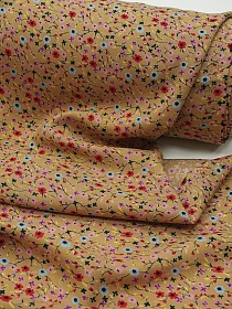 Штапель Премиум "Цветочная мириада" цв.темно-песочный, ш.1.45м, вискоза-100%, 120гр/м.кв