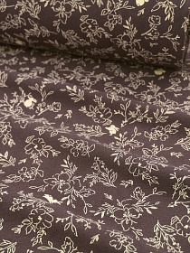 Теплый хлопок "Цветочные прятки" цв.инжир, ш.1.5м, хлопок-100%, 160гр/м.кв