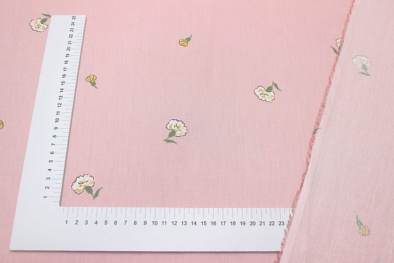 Сатин "Гвоздички на розовом", ш.1.6м, хлопок-100%, 110гр/м.кв