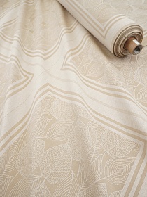 Хлопковый жаккард "Листопад" цв.бежевый, ш.1.6м, хлопок-100%, 210гр/кв.м, раппорт 73см