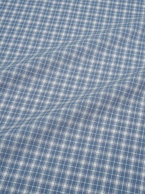 Вареный (стираный) хлопок "Белая клетка на джинсово-голубом", ш.2.5м, хлопок-100%, 115гр/м.кв
