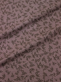 Теплый хлопок "Листочки - цветочки" цв.коричнево-лиловый винтаж, ш.1.50м, хлопок-100%, 160гр/м.кв