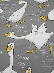 Мерный лоскут(ткань в отрезах) - Поплин "Счастливый гусь", ш.2.2м, хлопок-100%, 105гр/м.кв