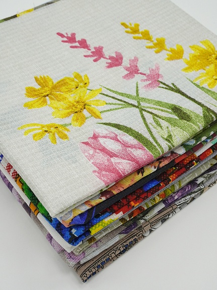 Комплект лоскута 1кг Рогожка и вафельная ткань (рисунок с раппортом)