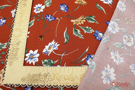 Плательная вискоза "Осенний джаз" цв.терракот, ш.1.47м, вискоза-100%, 135гр/м.кв