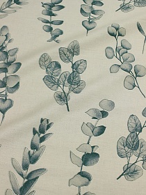 Полульняной сатин "Эвкалиптовые веточки", ш.2.2 м, лен-22%, хлопок-78%, 190гр/м.кв