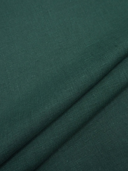Лен костюмный с эффектом мятости цв.Темный малахит, ш.1.45м, лен-100%, 190гр/м.кв