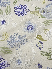 Полулен "Гармония" цв.синий (на суровом), ш.2.2м, лен-30%, хл-70%, 140гр/м.кв