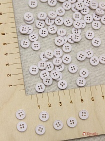 Пуговица пластмасса, цв.бл.бежево-сиреневая дымка, 8мм, 4 отверстия