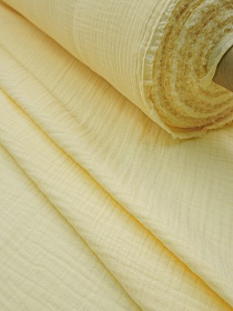 Муслин двухслойный с эффектом жатости цв.Св.соломенно-желтый, ш.1.4м, хлопок-100%, 110гр/м.кв