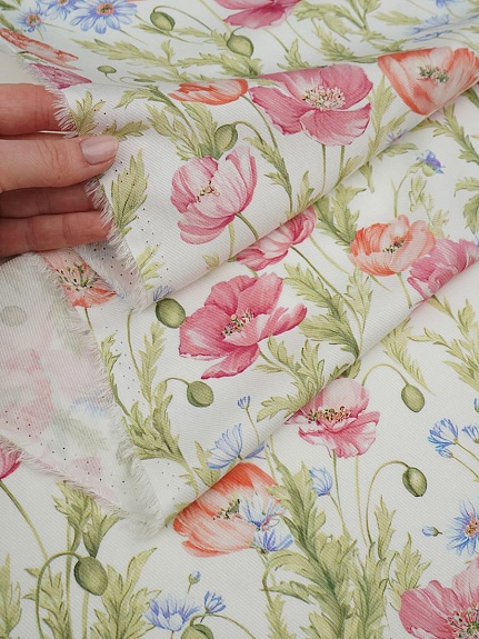 Плательная вискоза Цифр.печать "Маки на ветру", ш.1.45м, вискоза-100%, 125гр/м.кв