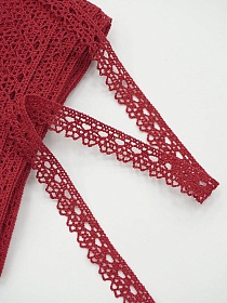 Кружево цв.темно-красный, ш.12мм, хлопок-90%, п/э-10%, 10м, рис.071/16
