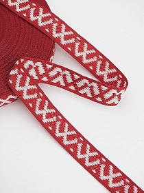 Жак.лента 18мм Славянский оберег "Полрепья" цв.красный