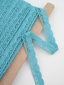 Кружево цв.бирюзовый, ш.19мм, хлопок-90%, п/э-10%