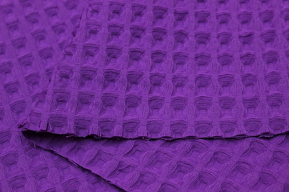 Вафельное премиум-полотно "Бохо" цв.фиолетово-пурпурный, ш.1.44м, хлопок-100%, 240гр/м.кв