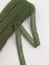 Кружево цв.темный хаки, ш.10мм, хлопок-90%, п/э-10%, 10м, рис.129/32