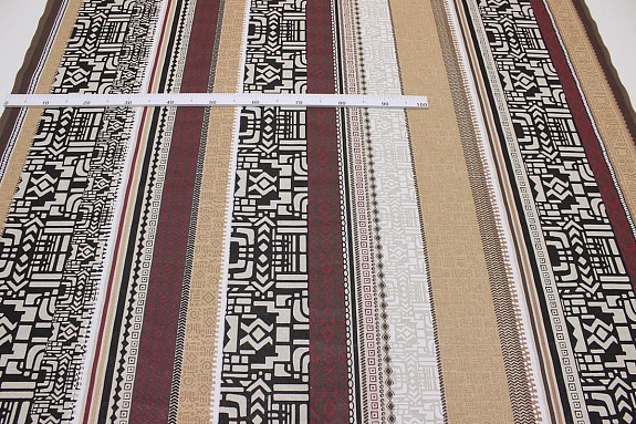 Полулен "Сахара - орнамент" цв.бордо, (на суровом), СОРТ2, ш.1.5м, лен-30%, хлопок-70%, 140гр/м.кв