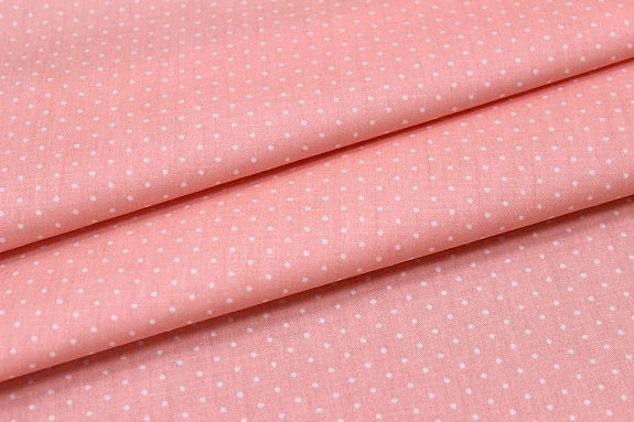 Сатин "Белое пшено на св.лососевом", ш.1.60м, хлопок-100%, 110гр/м.кв