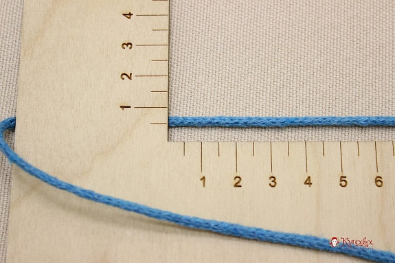 Шнур цв.лазурно-голубой винтаж, 3мм, хлопок-100%