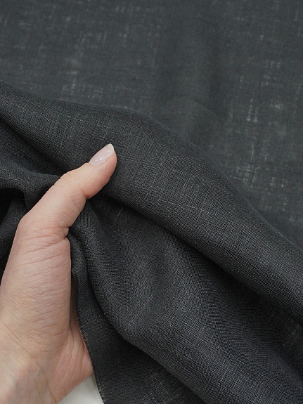 Лен сорочечный цв.Черный, ш.1.5м, лен-100%, 125гр/м.кв