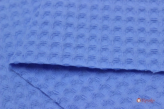 Вафельное премиум-полотно "Italy" цв.Ярко-голубой, ш.1.3м, хлопок-100%, 240гр/м.кв