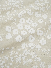 Полулен "Белая космея" (на суровом), ш.1.5м, лен-30%, хлопок-70%, 140гр/м.кв