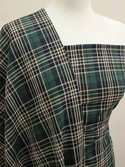 Фуле "Клетка" цв.т.кедр/бежевый, ш.1.45м, хлопок-100%, 180гр/м.кв