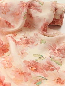 Вискозный шифон Цифр.печать "Весенний шлейф", ш.1.55м, вискоза-75%, нейлон-25%, 75гр/м.кв