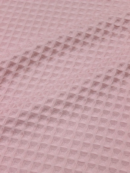 Вафельное премиум-полотно "Бохо" цв.пыльный св.розовый, ш.1.5м, хлопок-100%, 240гр/м.кв