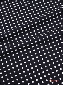 Штапель "Горох-2 на чернильном", ш.1.44м, вискоза-100%, 95гр/м.кв