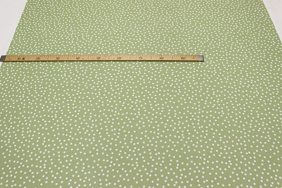 Штапель "Россыпь белого гороха (7мм)" цв.зеленый тростник-2, ш.1.42м, вискоза-100%, 90гр/м.кв
