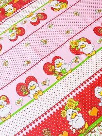 Бязь "Утята с сердечками", хлопок-100%, ш.1.5м,142 гр/м.кв