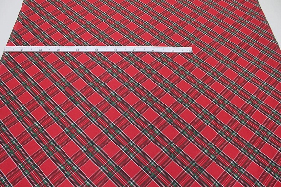 Рогожка "Шотландская клетка" цв.красный, ш.1.5м, хлопок-100%, 170гр/м.кв