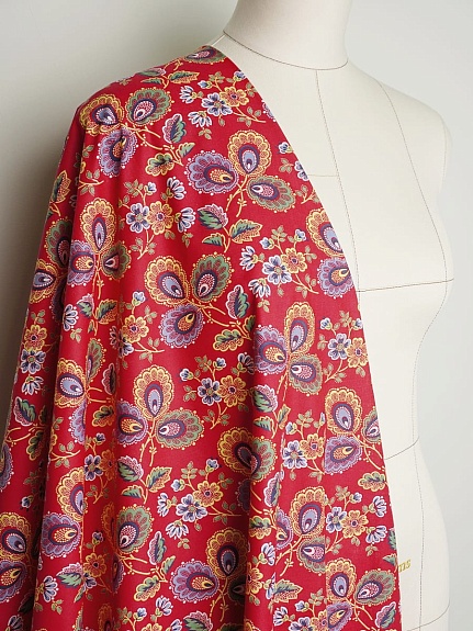 Поплин "Павушка" цв.красный, СОРТ2, ш.1.5м, хлопок-100%, 110гр/м.кв