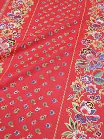 Купон Барановского платка "КУПАВА" цв.Алый, поплин, ш.0.58м, хлопок-100%, 115гр/м.кв