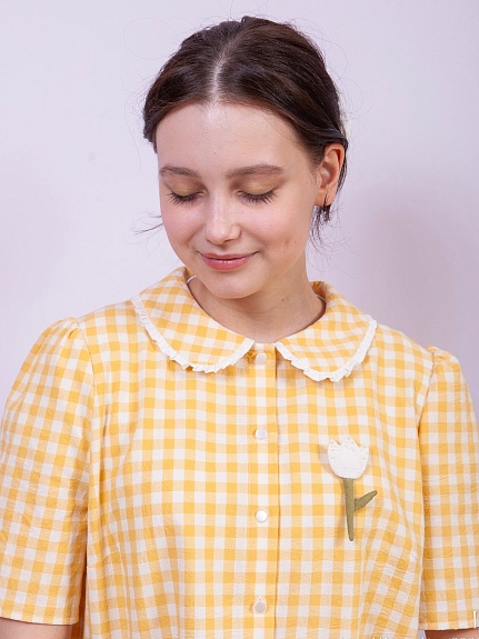 Рубашка из вареного хлопка в желтом цвете