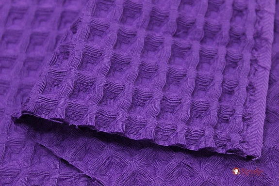 Вафельное премиум-полотно "Бохо" цв.темно-фиолетовый, ш.1.44м, хл-100%, 240гр/м.кв