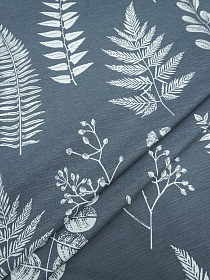 Мерный лоскут Бязь "Гербарий - листья" цв.темно-серый, (комп), ш.2.2м, хлопок-100%, 120гр/м.кв