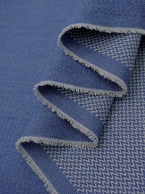 Плотная фактурная джинсовая ткань "Елочка" цв.сине-голубой, ш.1.8м, хлопок-65%, п/э-35%, 310гр/м.кв