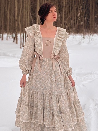 Платье из хлопка персик "Акварельная мечта"