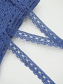 Кружево цв.джинсовый с фиолетовым оттенком, ш.12мм, хлопок-90%, п/э-10%, 10м